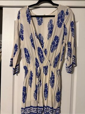 Kori Cream Romper with Blue Floral Print